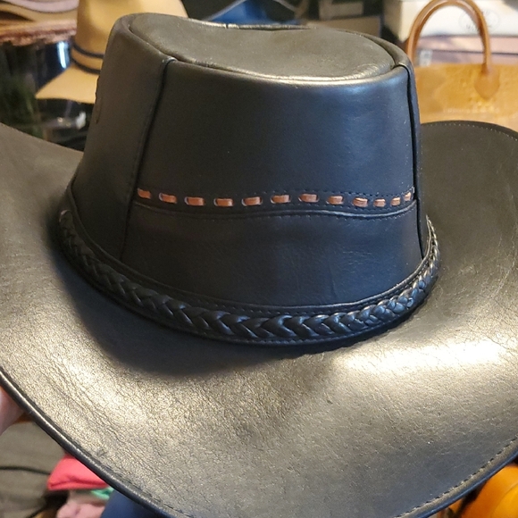 Black Leather Cowboy Hat - Picture 7 of 10